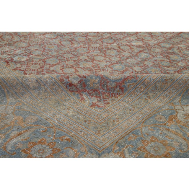 Brick Red Handmade Rust Wool Rug Antique Persian Tabriz With Allover Motif For Sale - Image 8 of 9