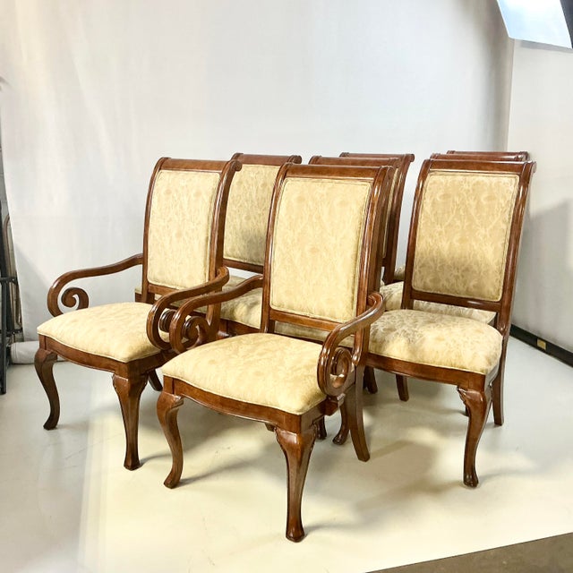 Neoclassical 1990s Vintage Thomasville Biedermeier French Empire Neoclassical Scrolled Arm Dining Chairs - Set of 8 For Sale - Image 3 of 18