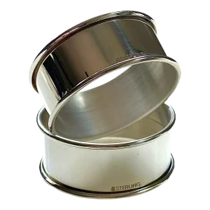 Late 20th Century Classic Sterling Silver Napkin Rings - a Pair