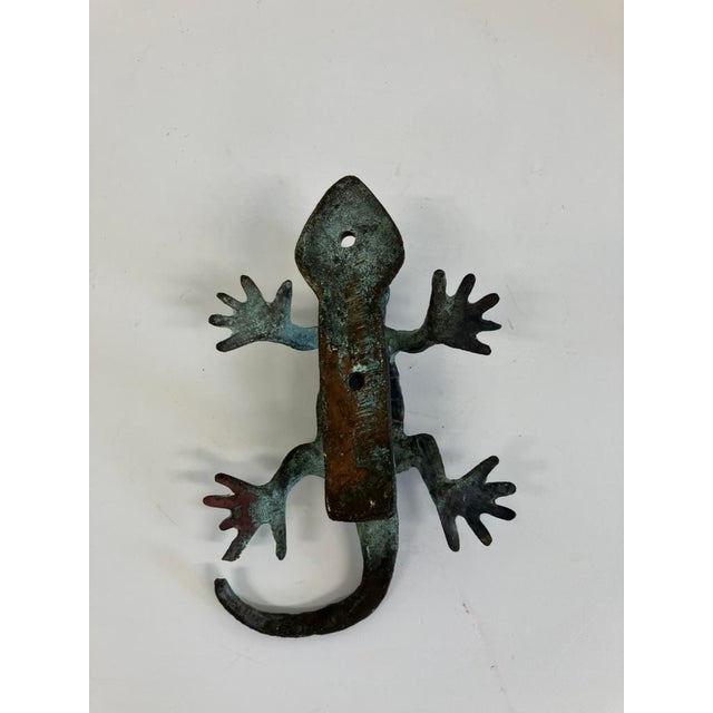 Vintage Bronze Lizard Door Knocker With Verdigris Patina For Sale - Image 4 of 5