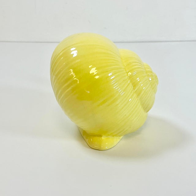 Canary Yellow 1970s Vintage Folk Art Boho Chic Hollywood Regency Large Snail Figurine For Sale - Image 8 of 13