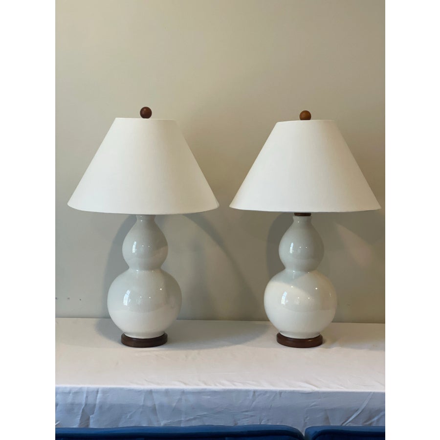 Lauren Ralph Lauren White Glazed Ceramic Crackle Double Gourd