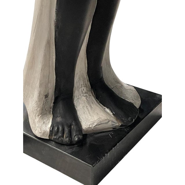 Black Vintage African Sculptural Plaster Lamp, 1950s For Sale - Image 8 of 9