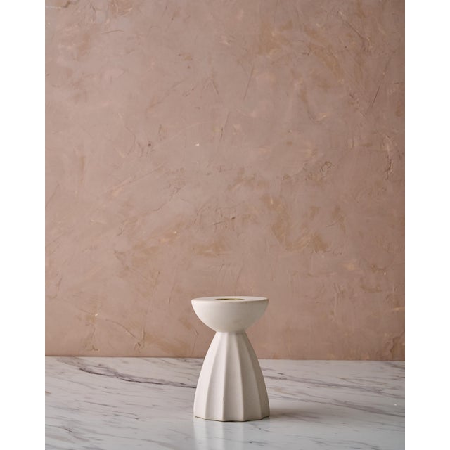 Ceramic Sculptural Quintet of Ceramic Candle Holders by Lostine in Matte White For Sale - Image 7 of 11
