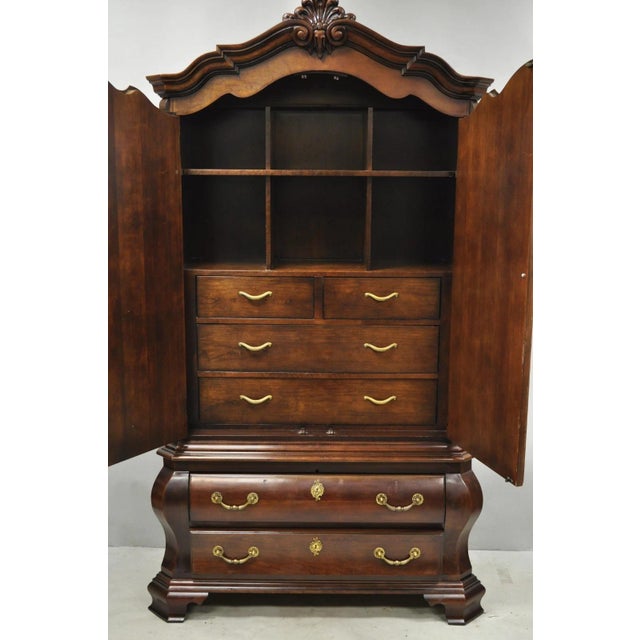 Late 20th Century Late 20th Century Furniture Cardella Cherry Wood Bombe Armoire Wardrobe Dresser Tv Cabinet For Sale - Image 5 of 18