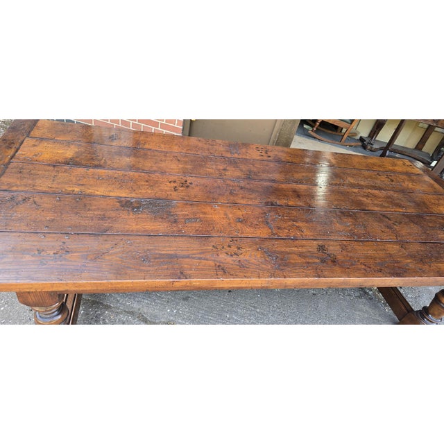 Farmhouse Plank Oak Refrectory Dining Table For Sale - Image 5 of 18