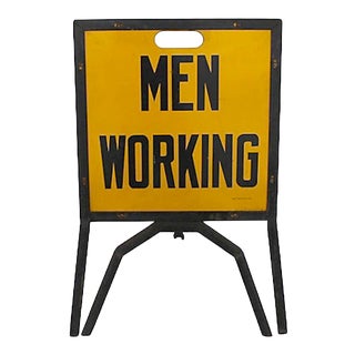 Vintage Metal Men Working Sign with Stand For Sale