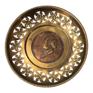 Antique English Victorian Hanging Brass Portrait Plaque Gunga Din Mendelssohn