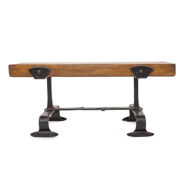 Brutalist Coffee Table in Elm in the style of Jacques Adnet, 1950s For Sale - Image 4 of 11