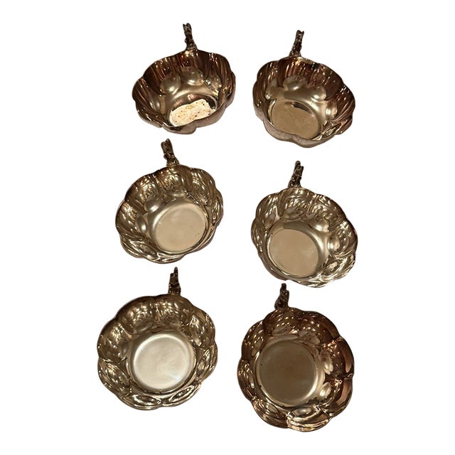 Antique Silverplate Figural Squirrel Nut Bowls — Set of 6 For Sale