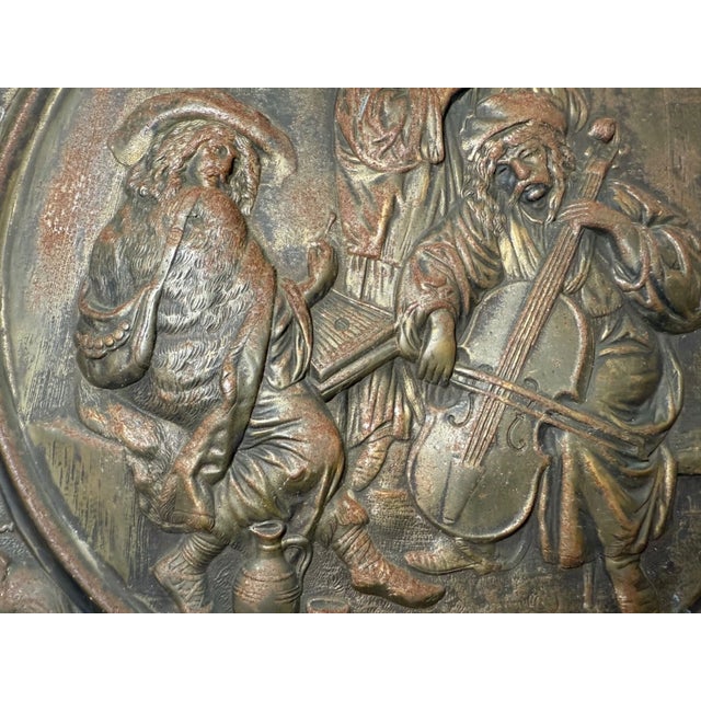 Metal Large 14lbs Antique Ornate Bronze Patinated Cast Iron Relief Wall Charger Plaque For Sale - Image 7 of 13