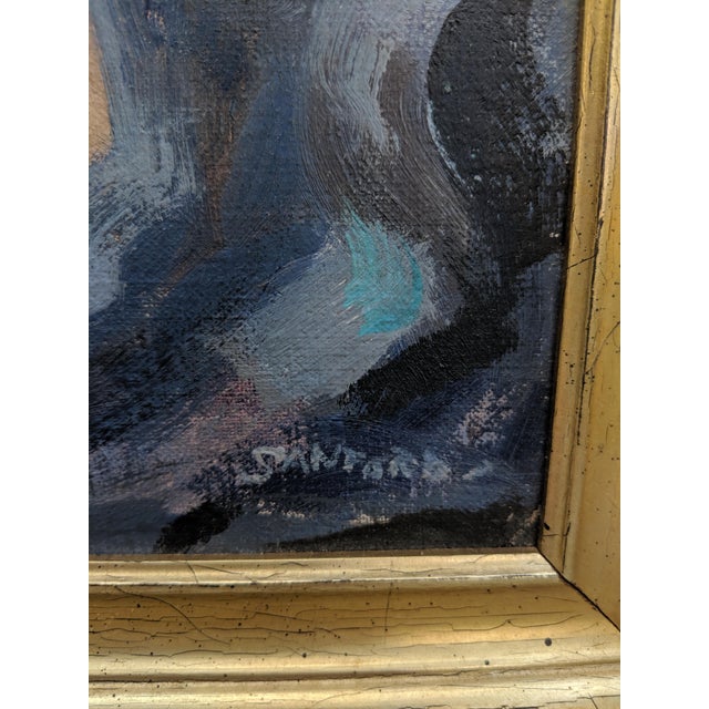 Vintage Original Portrait of a Woman Oil Painting Framed and Signed For Sale - Image 4 of 9