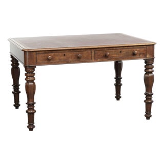 Antique English Writing Desk with Red Leather Top, Early 19th Century For Sale