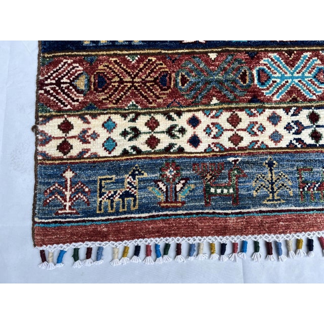 Contemporary Afghan Tribal Pictorial Gabbeh Wool Runner Rug For Sale - Image 11 of 12