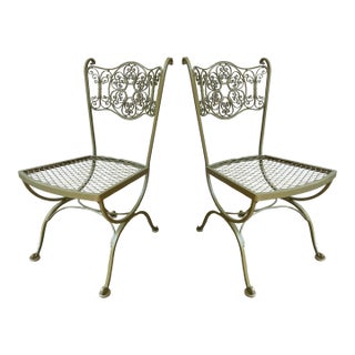 Russell Woodard Andalusian Iron Patio Chairs - Set of 2 For Sale