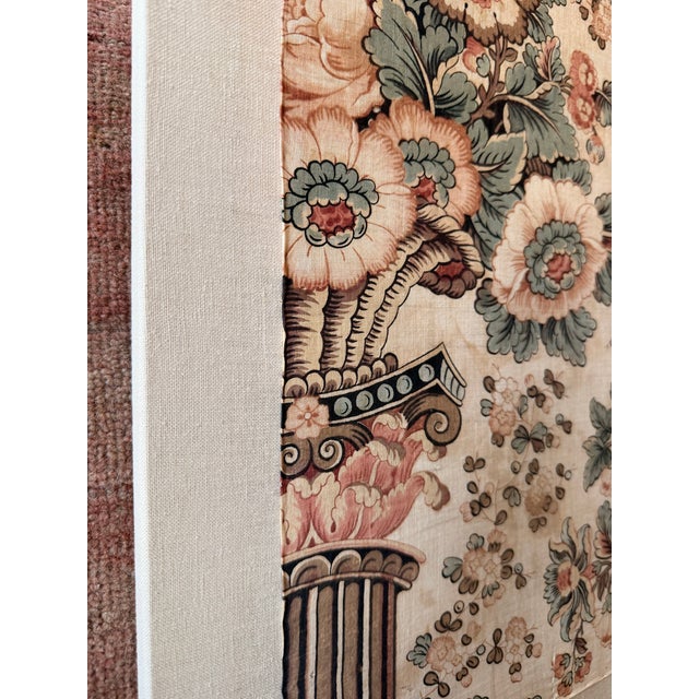English Antique English Fabric Mounted on Linen Canvas-Art For Sale - Image 3 of 4