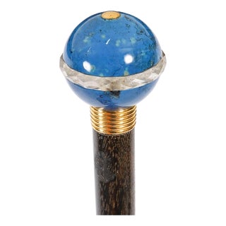 Antique Lapis Lazuli Walking Stick Cane by Briggs, 1890s For Sale