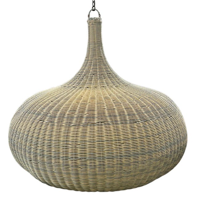 Outdoor Faux Rattan Giant Gourd Pendant Light For Sale - Image 9 of 9