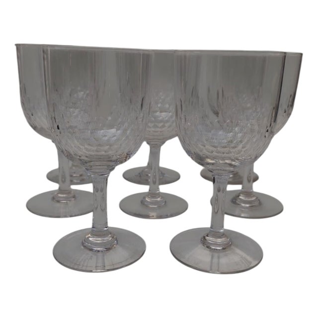 Large Crystal Richelieu Glasses from Baccarat, 1920s, Set of 8 For Sale