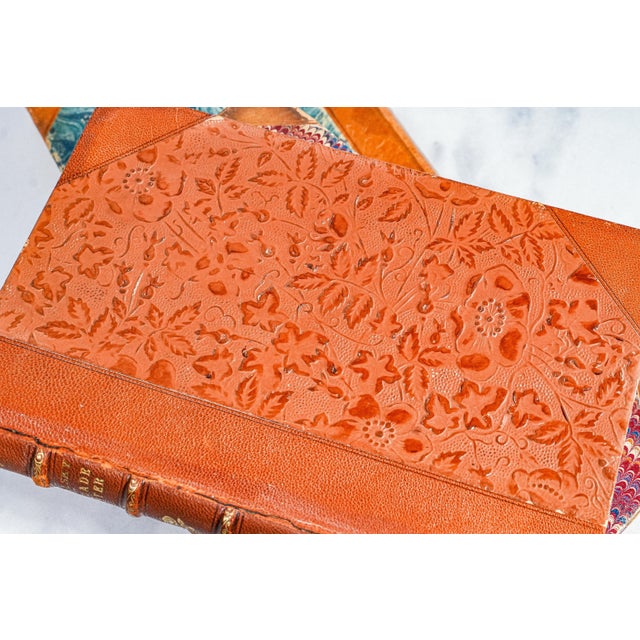 Animal Skin Set of 5 Charming Collection of Antique Leather Spine Books Victorian Office Home Decor For Sale - Image 7 of 9