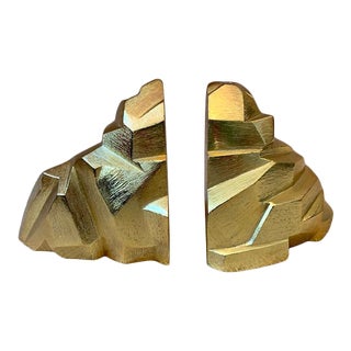 Gilded Cubist Rock Bookends by Michael Aram For Sale