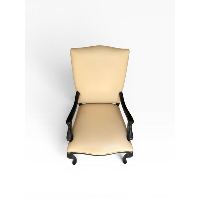 2000 - 2009 Kreiss Cream Leather Chippendale Style Armchairs – Pair For Sale - Image 5 of 15