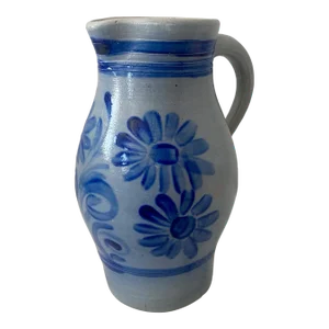 1960s Vintage Belgian Salt Glazed Pottery Pitcher