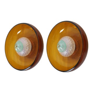 Pair of 1990s Golden Brown Glass Sconces For Sale