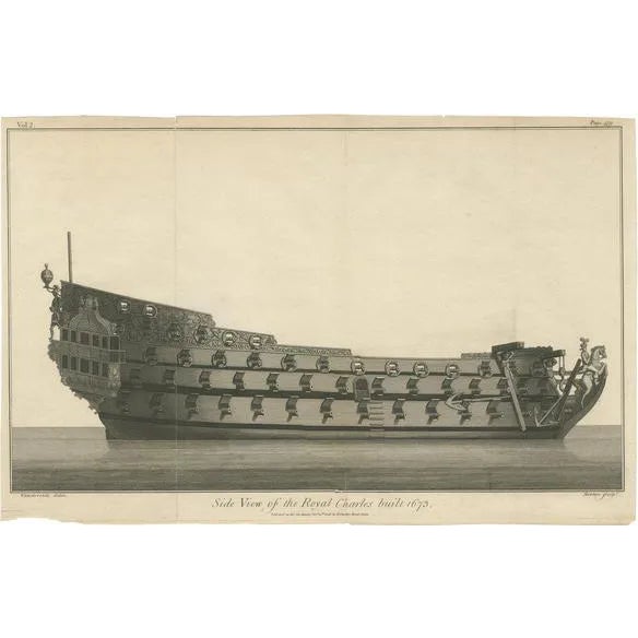 Newton, Side View of the Royal Charles Vessel, 1796 For Sale