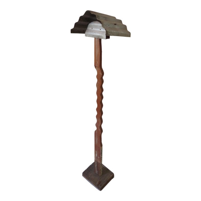 Postmodern Metal & Wood Lamp For Sale