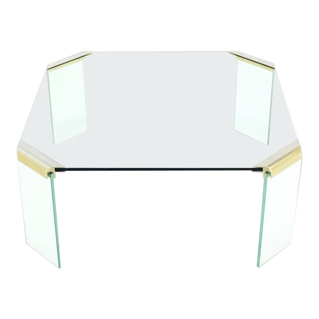 Vintage Mid Century Square Glass Top Coffee Table For Sale