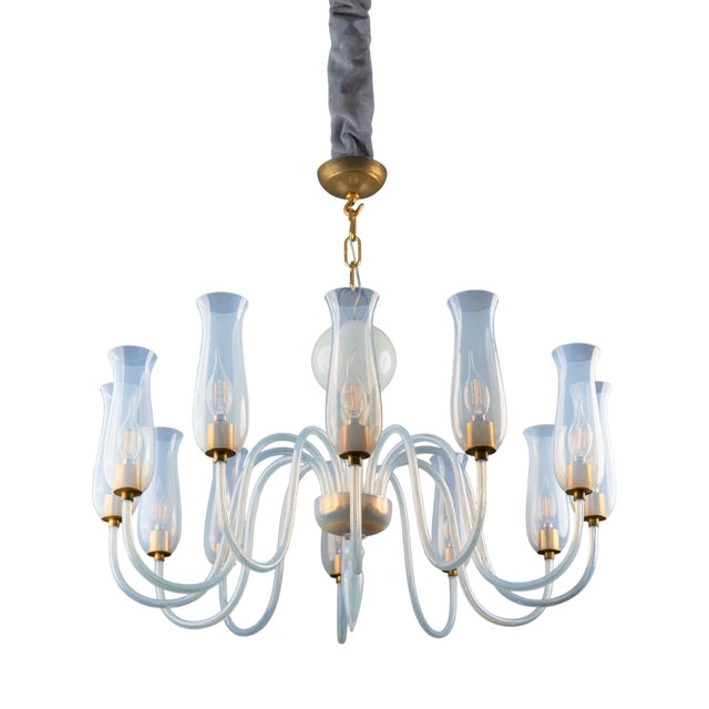 Art Deco Murano Glass Chandelier by Flavio Poli for Seguso Vetri d'Arte, 1950s For Sale