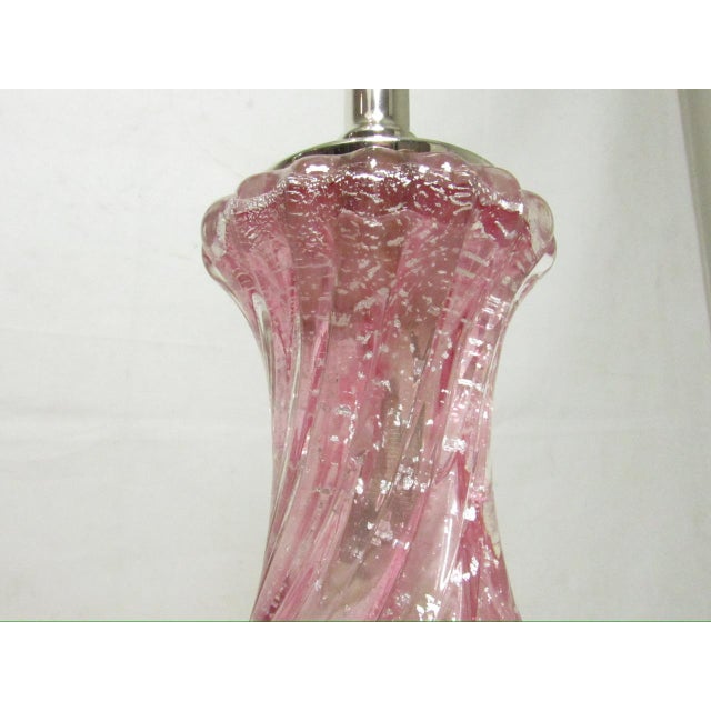 Pair of Vintage Rose Murano Glass Lamps For Sale - Image 10 of 18