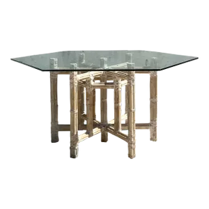 Vintage Coastal Bundled Bamboo Dining Table After McGuire