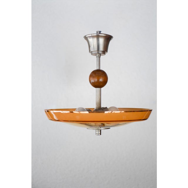 Metal Scandinavian Art Deco Glass Pendant Light, 1930s For Sale - Image 7 of 15