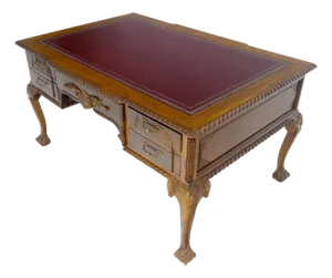 Carved Mahogany Leather Top Ball & Claw Writing Table Executive Desk MINT!