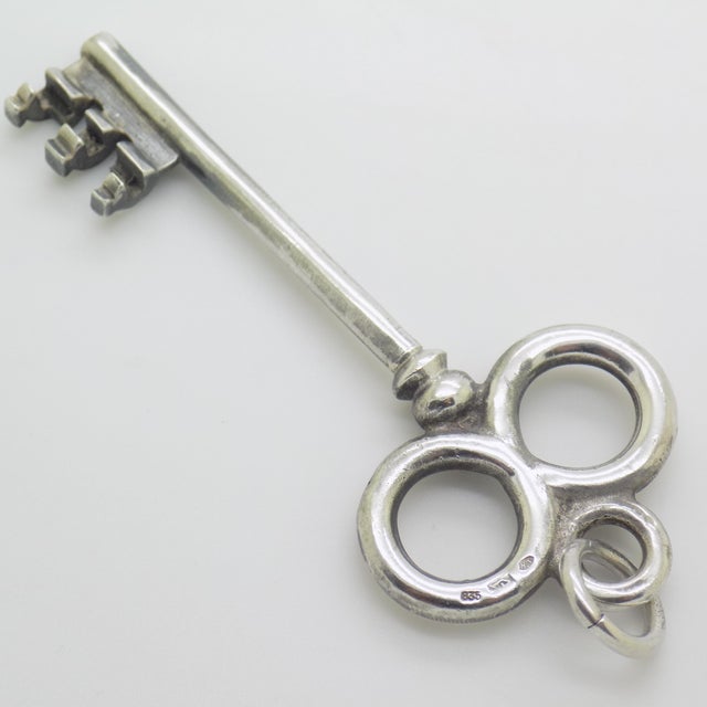 1970s Vintage European Decorative Key Pendant in Silver 835, 1970s For Sale - Image 5 of 11
