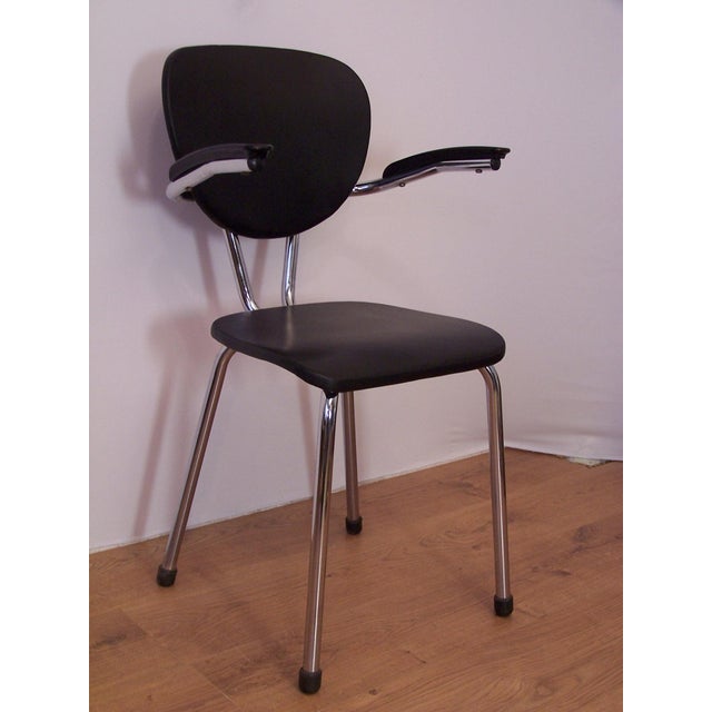 Chrome and Black Leathette Office Chair, 1950s For Sale - Image 4 of 8