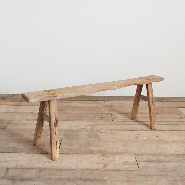 Antique Reclaimed Rustic Wooden Hallway Pig Bench For Sale - Image 5 of 6
