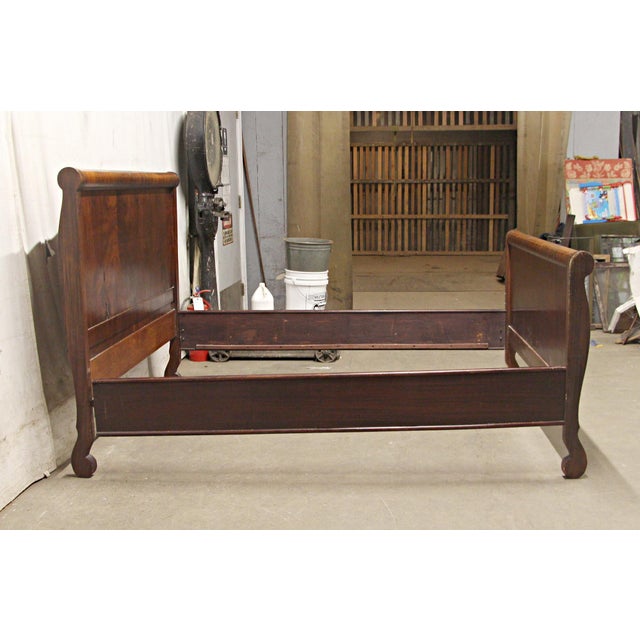 Mid 20th Century Solid Walnut Full Size Bed Frame Set For Sale - Image 4 of 7