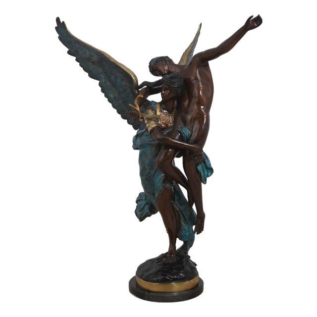Large Bronze Sculpture ‘Gloria Victis’ Angel & Soldier Statue For Sale