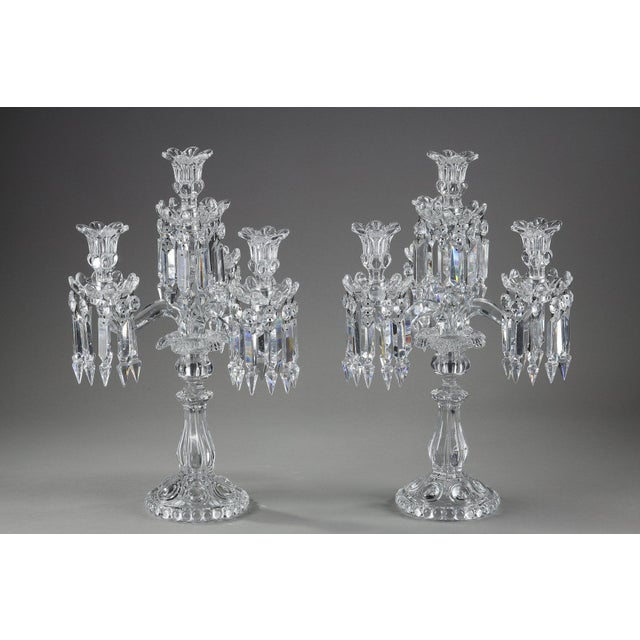 Baccarat Crystal Girandoles with Four Light Arms, 1900s, Set of 2 For Sale - Image 4 of 18