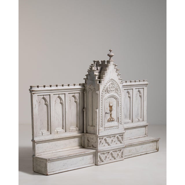 19th Century France Gothic Antique White Wood Decorative Object For Sale - Image 9 of 15