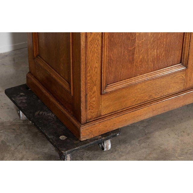 Large English Oak Glazed Bookcase, 1920s For Sale - Image 11 of 13