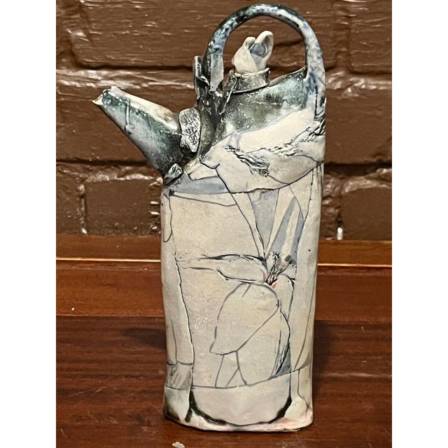 Late 20th Century Gerry Wallace Studio Pottery Wall Teapot Slab Built Art Ceramics For Sale - Image 4 of 9