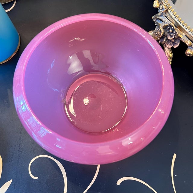 Antique PINK! opaline glass bowl // Steuben Frederick Carder Rosaline Pink Art Glass Bowl // Rose quartz // For Sale In Kansas City - Image 6 of 6