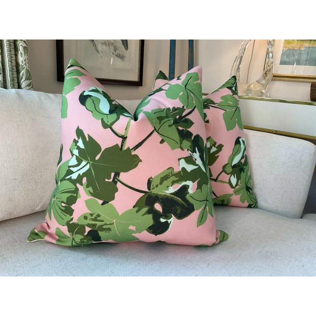 Wonderful iconic pattern from Peter Dunham-great inside or out. Lively green on soft pink linen background with touches of...