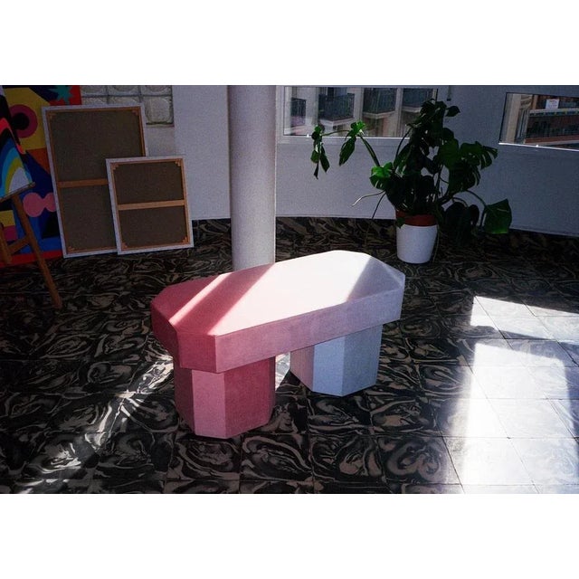 Viva Checkerboard Green and Purple Bench by Houtique For Sale - Image 10 of 11