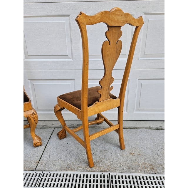 Mid 20th Century Queen Anne Style Dining Chairs Ball and Claw Feet -Pair For Sale - Image 5 of 14