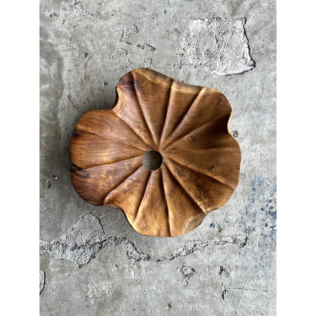 Small Pendant Light in Corrugated Teak Leaf For Sale - Image 4 of 10